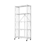 5-Tier Foldable Storage Shelf with Wheels - White