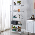 5-Tier Foldable Storage Shelf with Wheels - White alternate 3