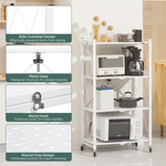 5-Tier Foldable Storage Shelf with Wheels - White alternate 4