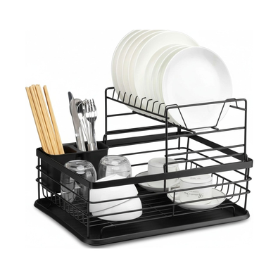 2-Tier Dish Drying Rack - Black cover