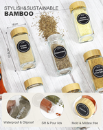 24 Glass Spice Jars with Bamboo Lids alternate 4