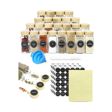 24 Glass Spice Jars with Bamboo Lids cover