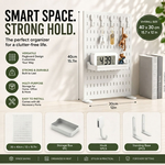 Desk Pegboard Organiser Kit with Hooks - White alternate 2