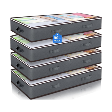 4 Pack Underbed Storage Bins with 90L Capacity cover