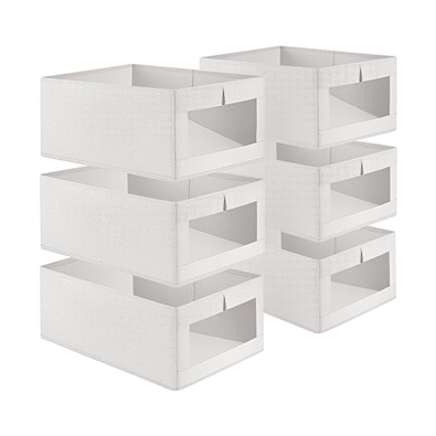 6 Pack Fabric Storage Bins with Clear Window cover