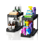 2 Pack Under Sink Organiser 2 Tier Sliding Drawer