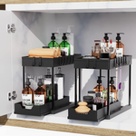 2 Pack Under Sink Organiser 2 Tier Sliding Drawer alternate 1