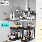 2 Pack Under Sink Organiser 2 Tier Sliding Drawer alternate 4
