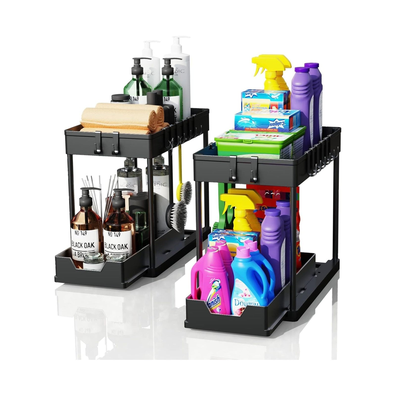 2 Pack Under Sink Organiser 2 Tier Sliding Drawer cover