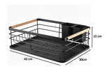 Dish Drying Rack with Wooden Handles - Black alternate 3