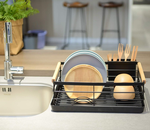 Dish Drying Rack with Wooden Handles - Black alternate 5