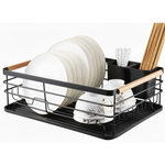 Dish Drying Rack with Wooden Handles - Black alternate 7