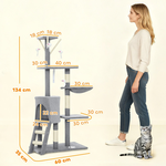 134cm Cat Tree for Indoor Cats - Grey alternate 2