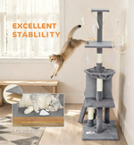 134cm Cat Tree for Indoor Cats - Grey alternate 7