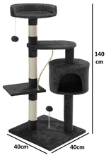 140cm Cat Tree for Indoor Cats - Grey alternate 2