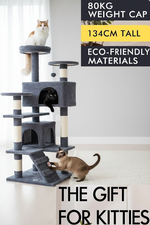 Indoor Cat Tree Tower with Plush Perches - Grey alternate 1