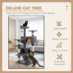 Indoor Cat Tree Tower with Plush Perches - Grey alternate 3