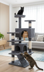 Indoor Cat Tree Tower with Plush Perches - Grey alternate 8