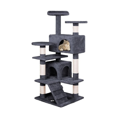 Indoor Cat Tree Tower with Plush Perches - Grey cover