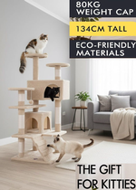 Indoor Cat Tree Tower with Plush Perches - Beige alternate 1