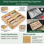 Bamboo Wrap Organiser 5 in 1 Dispenser with Cutter alternate 3