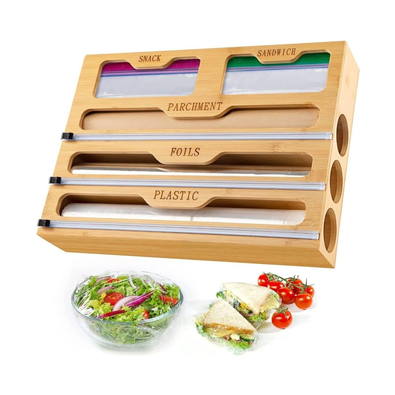 Bamboo Wrap Organiser 5 in 1 Dispenser with Cutter cover