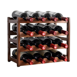 4 Tier Wooden Wine Rack for 16 Bottles - Brown