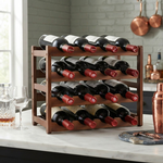 4 Tier Wooden Wine Rack for 16 Bottles - Brown alternate 1