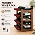 4 Tier Wooden Wine Rack for 16 Bottles - Brown alternate 3