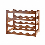 4 Tier Wooden Wine Rack for 16 Bottles - Brown alternate 8