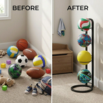 4 Tier Ball Storage Rack Vertical Stand - Black alternate 4