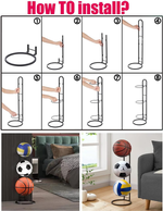 4 Tier Ball Storage Rack Vertical Stand - Black alternate 7