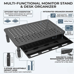 Metal Monitor Stand Riser with Drawer alternate 2
