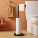 Toilet Paper Holder Stand with Storage Black Metal alternate 1