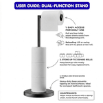 Toilet Paper Holder Stand with Storage Black Metal alternate 2