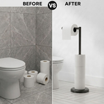 Toilet Paper Holder Stand with Storage Black Metal alternate 4
