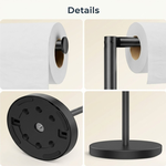 Toilet Paper Holder Stand with Storage Black Metal alternate 6