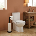 Toilet Paper Holder Stand with Storage Black Metal alternate 7