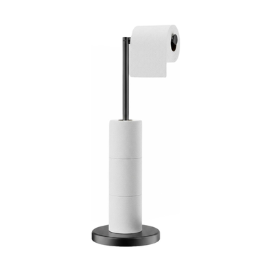 Toilet Paper Holder Stand with Storage Black Metal cover