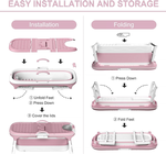 Foldable Bathtub Adult Collapsible Tub - Pink alternate 3