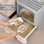 Foldable Enclosed Cat Litter Box with Scoop - Grey alternate 4