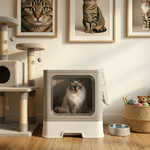 Foldable Enclosed Cat Litter Box with Scoop - Grey alternate 8