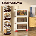 3 Tier Stackable Storage Cabinet with Wheels alternate 2