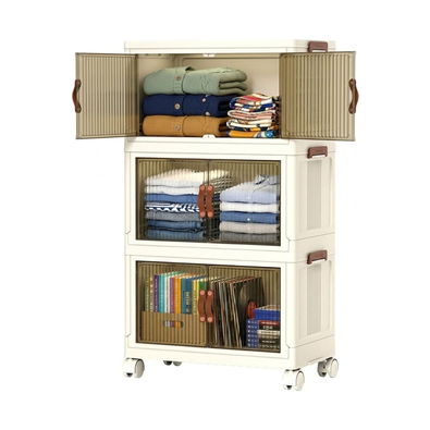 3 Tier Stackable Storage Cabinet with Wheels cover