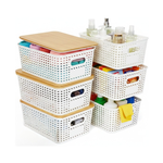 Storage Bins with Bamboo Lids - 6 Pack
