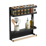 Magnetic Spice Rack 2-Tier Fridge Organiser Black