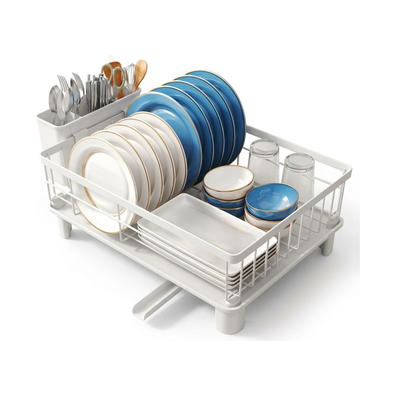 Dish Drying Rack with Drainboard - White cover