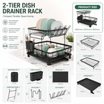 2 Tier Dish Drying Rack with Drainboard - Black alternate 2