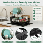2 Tier Dish Drying Rack with Drainboard - Black alternate 6