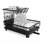 2 Tier Dish Drying Rack with Drainboard - Black alternate 8